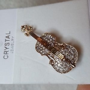 Rhinestone Violin Pin
